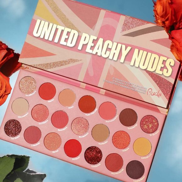 💰3 for $30💰 Rude Cosmetics United Peachy Nudes 21 Pressed Pigments Palette - Picture 1 of 3